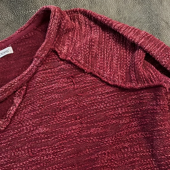 Maurice’s burgundy maroon wine rough knit lace sweatshirt size 1 - Picture 4 of 8
